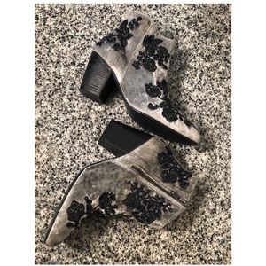 Free People Suede Bead&Sequin Embroidered Booties